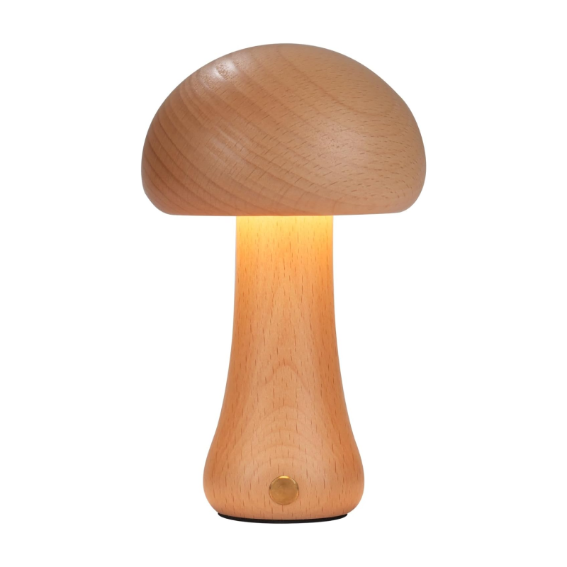 Mushroom Table Lamp Walnut Wood