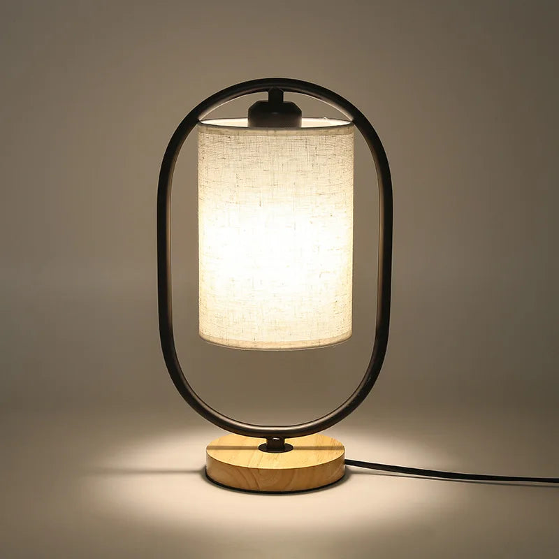 Vintage Oriental Style Wooden Table Lamp