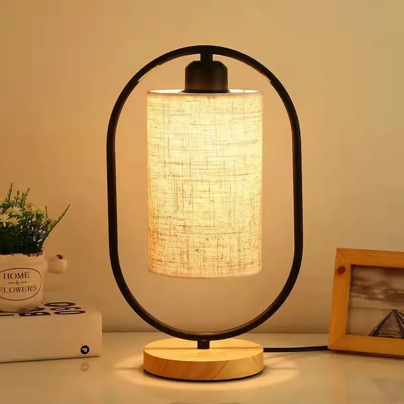 Vintage Oriental Style Wooden Table Lamp